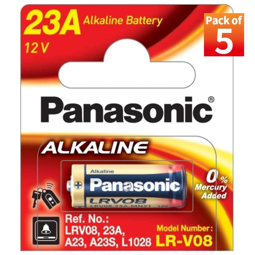 Panasonic Alkaline A23 12V Battery, Pack of 5 & LR44 Alkaline Coin Battery 1.5 v- Pack of 10 Provide Long Lasting Power in a Variety of Devices,from keyless-Entry fobs to Toys 5
