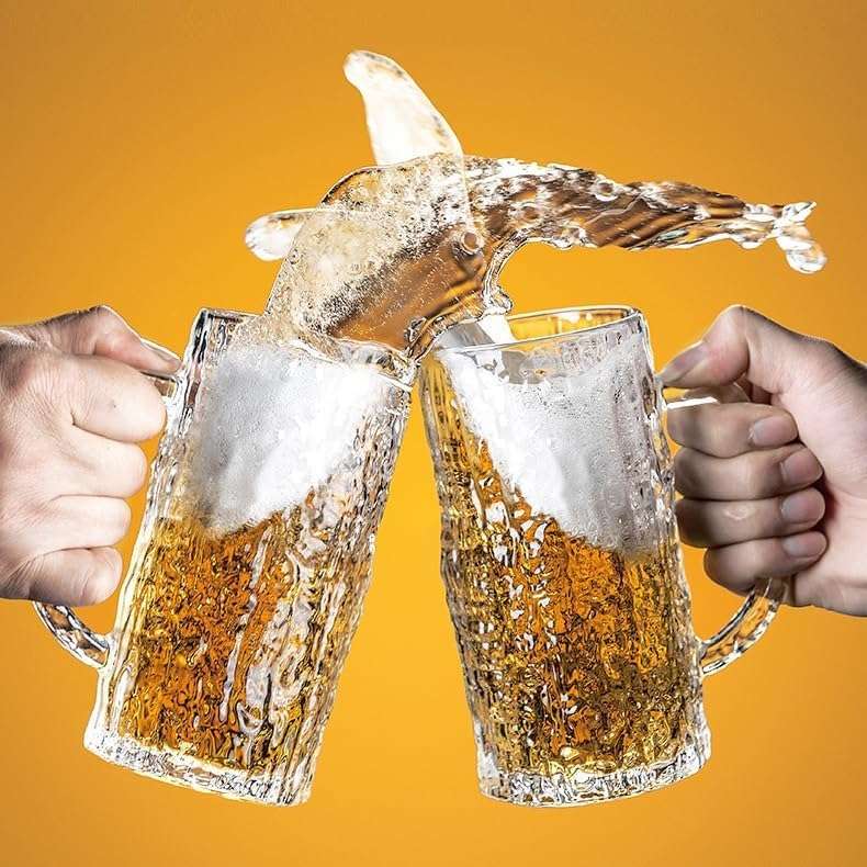 FOMQUAZLI Beer Mug Glass with Handle Crystal Clear Glass Beer Glass for Home, Bar, Restaurant, Party Best Birthday Gift for Beer Lover 1Pcs 400ml 5