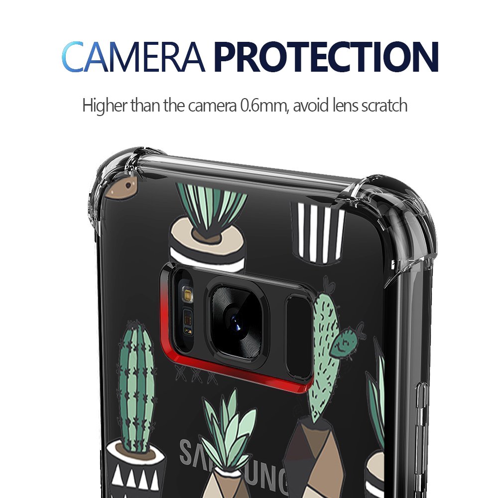 KIOMY Clear Case for Samsung Galaxy S8+ / S8 Plus, Shockproof Bumper Protective Cell Phone Back Cover with Airbags Corners, TPU Silicone Cute Case with Henna Mandala White Flowers Floral Design 3
