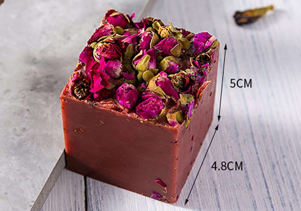 T-shin Rose Flower Botanical Soap Bar,110G Handmade Natural Rose Essential Oil Floral Face Body Soap,Moisturizing Artisanal Scented Bath Soap Gift with Blistering Net for Men & Women (Rose) 4