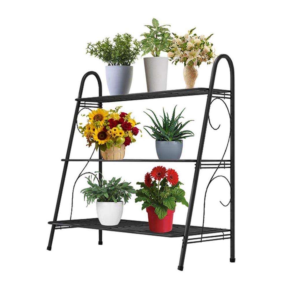 MTB 3-Tier Indoor/Outdoor Metal Plant Stand, Flower Rack, Plant Display, Bakers Rack Stand Shelf, Shoe Organizer, Multifunctional Utility Storage Organizer Pots Holder, Cold Grey 1