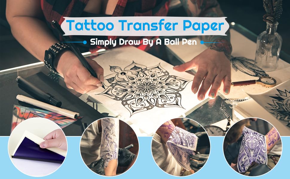 100 Sheets Stencil Paper for Tattooing, Easy Transfer, Certified Vegan, with Vegetable Wax & High-Visibility Purple Dye 6
