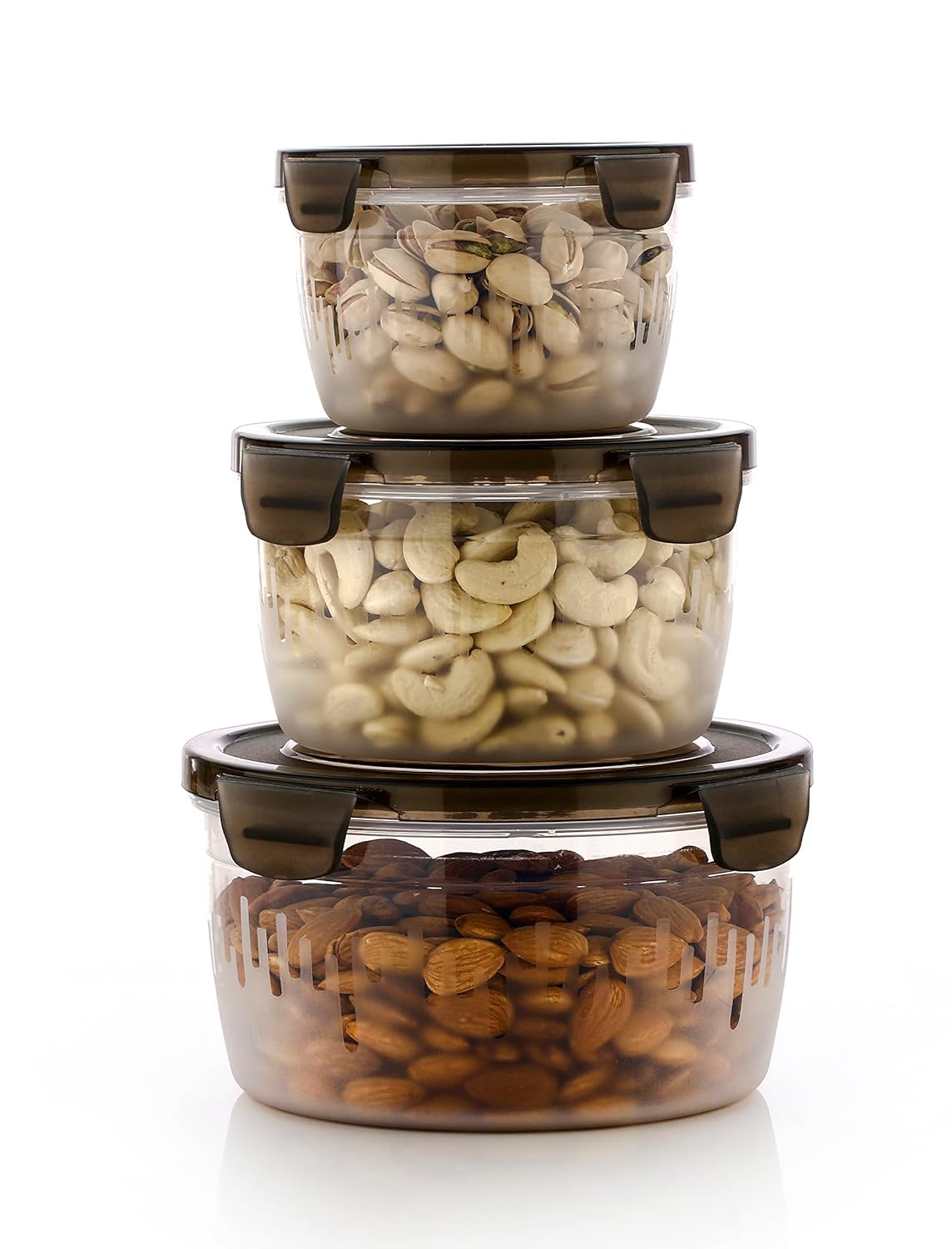 Premium Airtight Food Storage Containers Set of 3 | BPA-Free Unbreakable Plastic Kitchen Containers, Microwave Safe (600ml, 1200ml, 1800ml) | Microwave Safe & Leak Proof