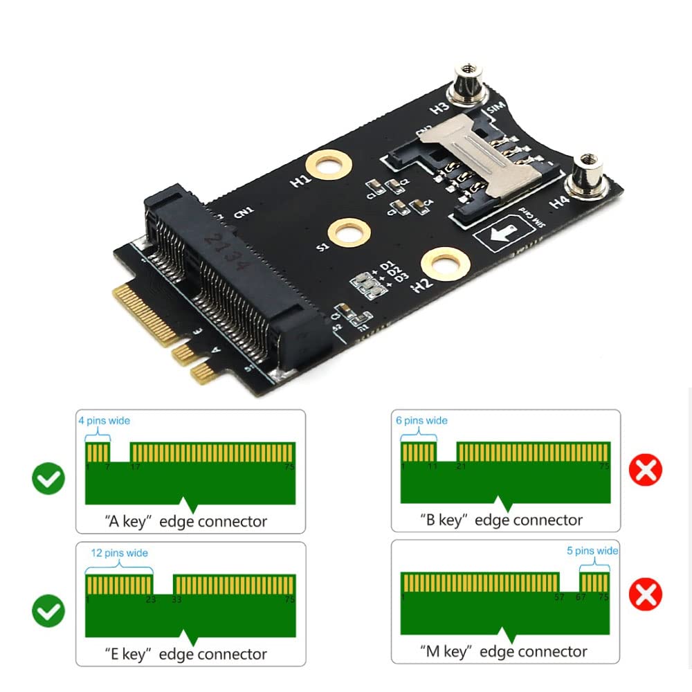 Mini PCI-E to M.2(NGFF) Key A/E Adapter with SIM Card Slot 5