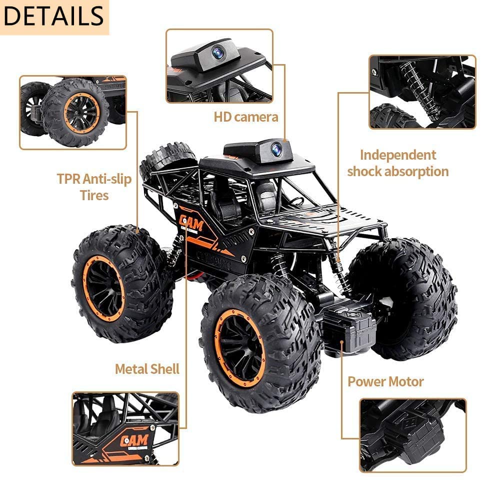 Hemtik Remote Control Car RC Cars with 720P HD FPV WiFi Camera, 2.4 GHz 1/18 Scale Off-Road Remote Control Truck Monster Trucks for Toddlers Kids Adults, Gift for Boys and Girls Gift (Color May Vary) 4