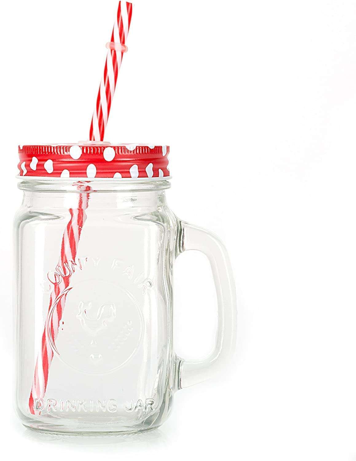 wellxo Glass Mason Jar with Straw, 430 ml Set of 2 mocktail jar/Smoothie jar 5