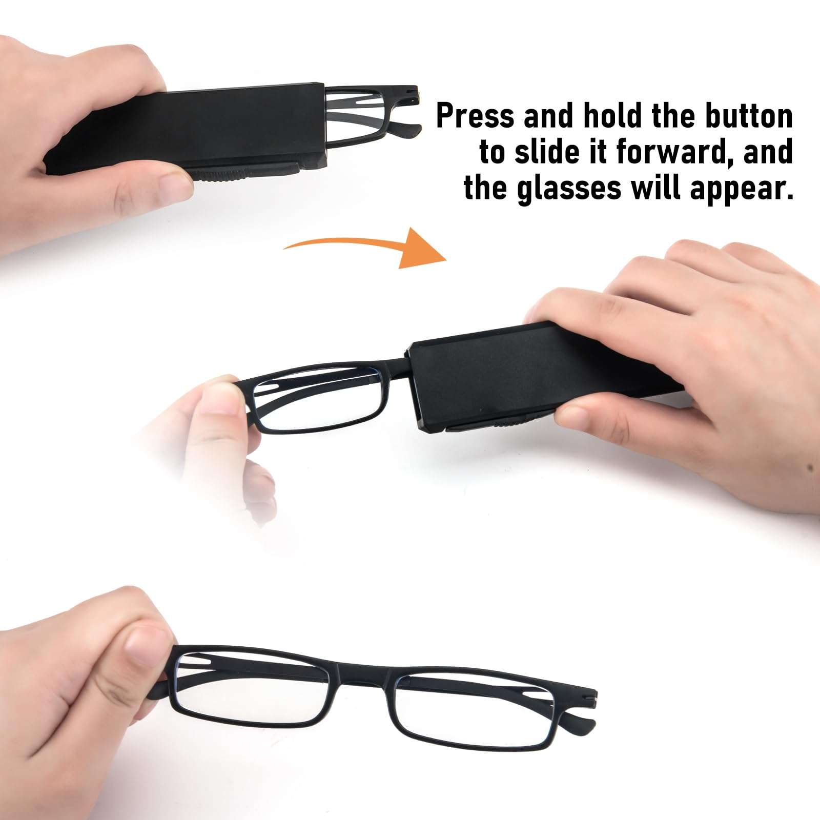 REAVEE Folding Reading Glasses for Men Women Ultra Thin Blue Light Blocking Anti UV/Eyestrain Computer TR90 Slim Foldable Portable Readers with Compact Flat Case, Black +1.0 2