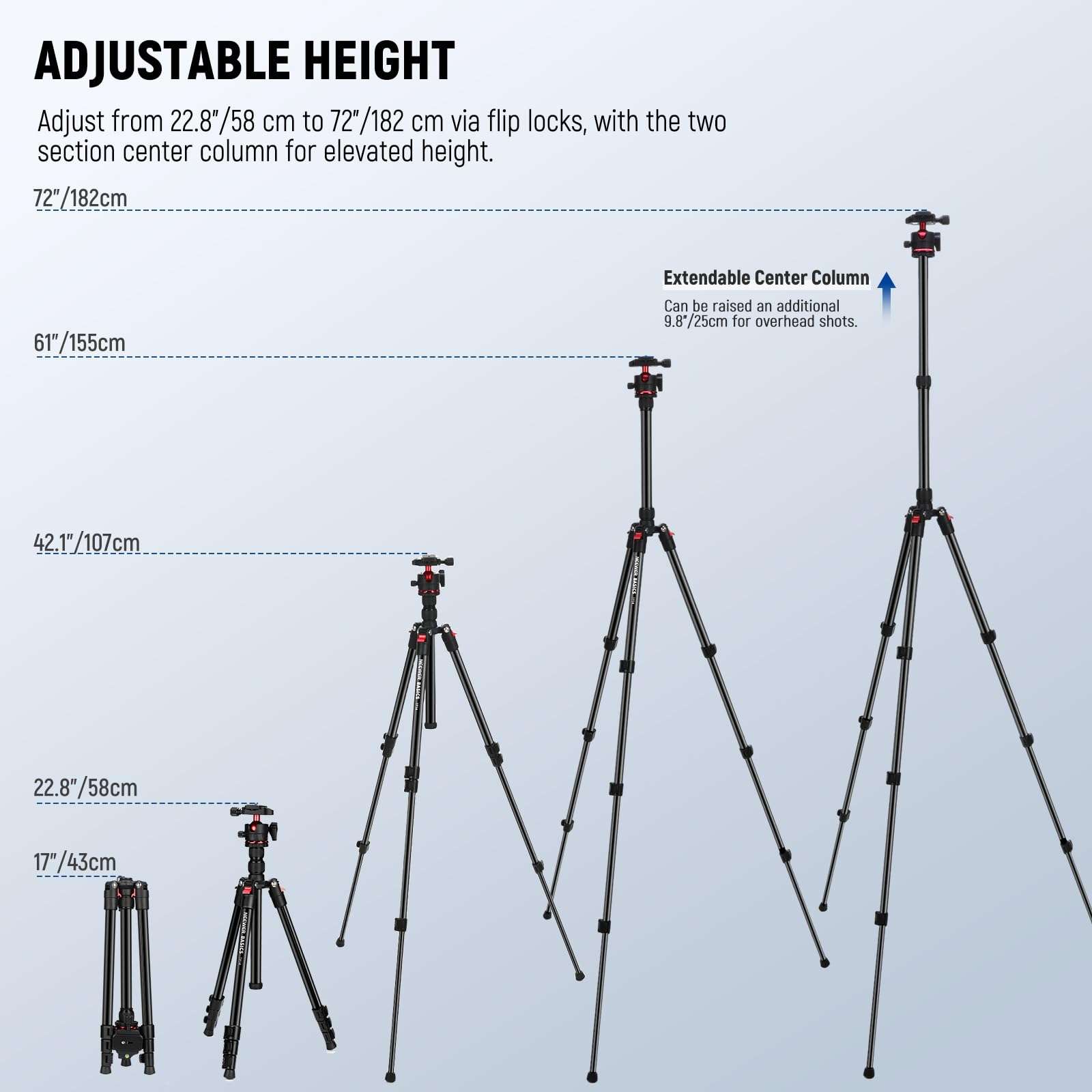 NEEWER Basics Travel Tripod for Camera, 72" Compact Lightweight Portable DSLR Stand, Ball Head, Arca Type QR Plate, Cell Phone Holder Compatible with iPhone Video Recording, Max Load 13.2 lbs, TP14 4