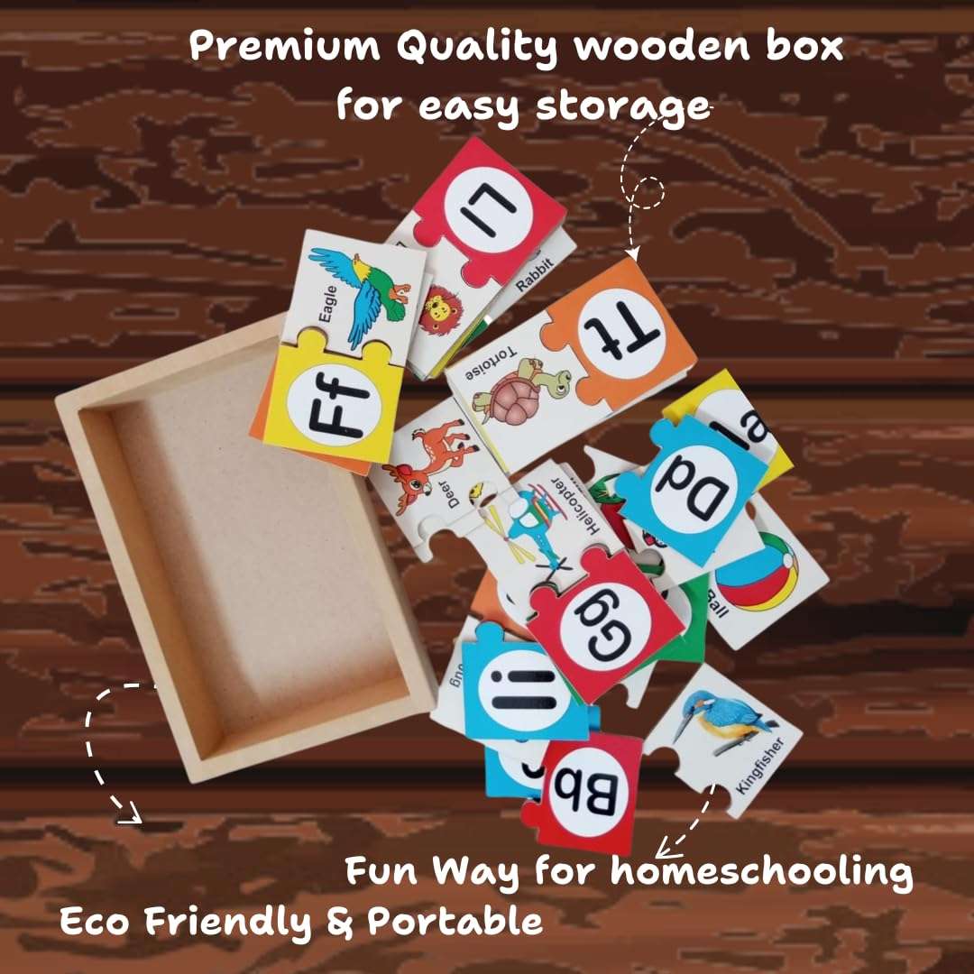 Toyjos Alphabet Matching Wooden Colorful for Kids – Fun Learning Toy for Toddlers & Preschoolers | Early Education for Kids and Toddler Baby | Learning Puzzle | Educational Puzzle 4