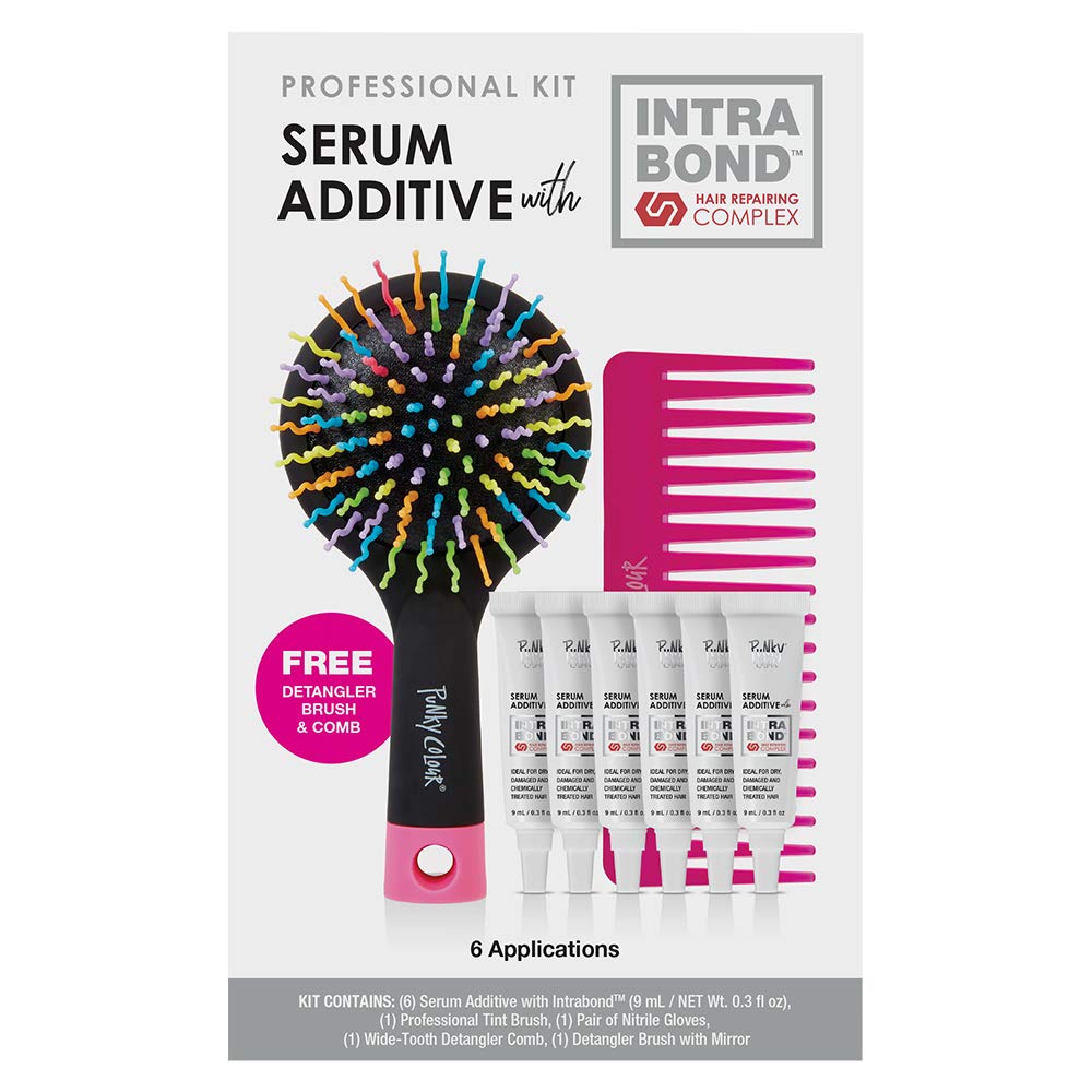 Punky Professional Kit Serum Additive with Intrabond Hair Repairing Complex, w/Free Detangler Brush & Comb, 6 Applications