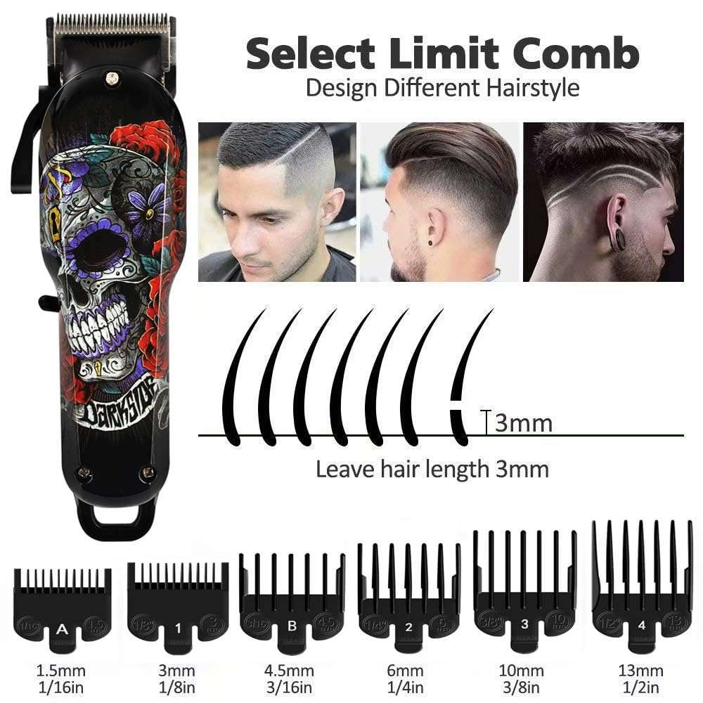 IAS KM-735 Professional Powerful Cordless Retro Hair Cutter Electric Salon Beard Trimmer Hair Cutting Machine 2200mAh Lithium Battery 4