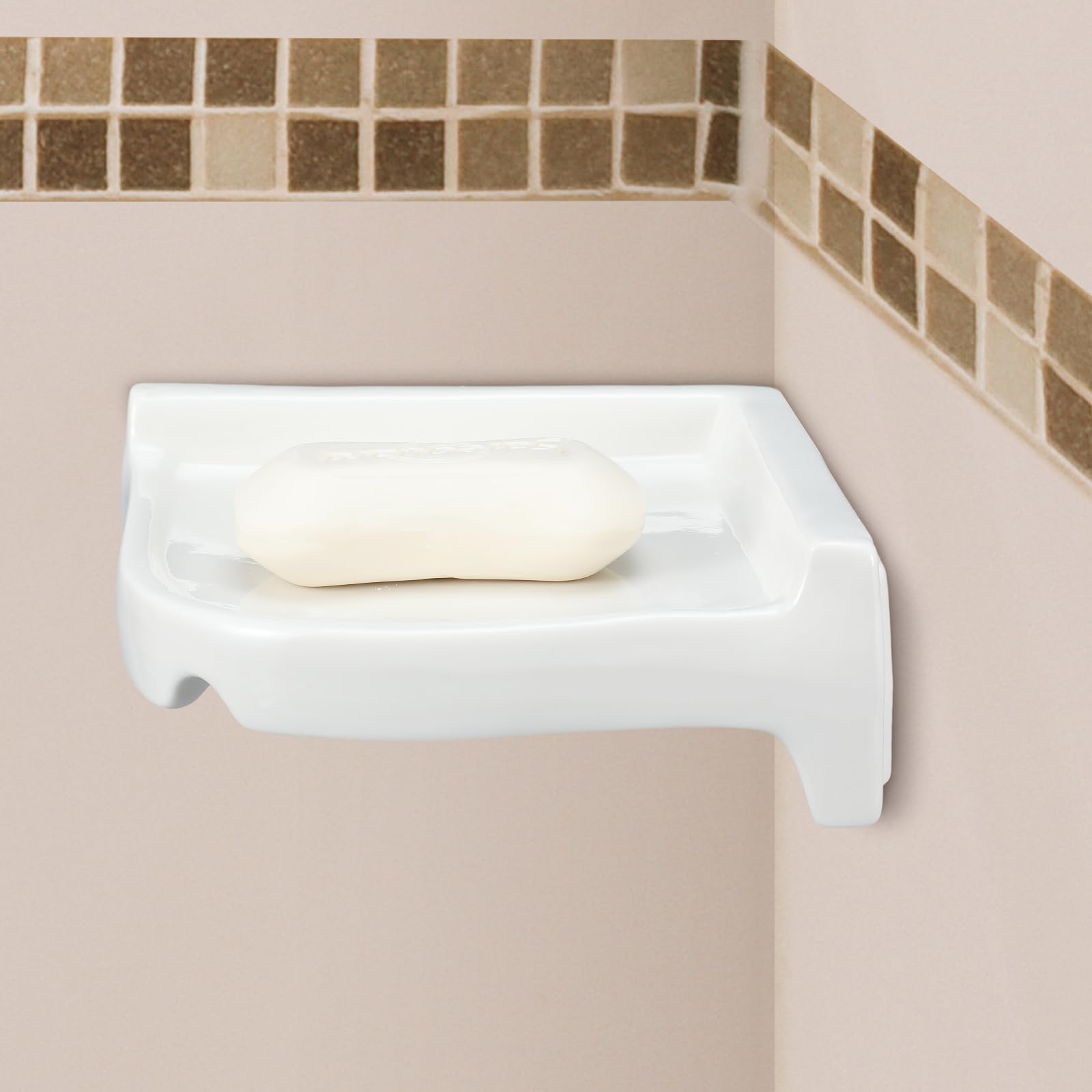 Honeydak 2 Pcs Ceramic Corner Soap Dish for Shower Wall Tile White Ceramic Soap Holder 7 x 7 x 2.5 Inches Wall Holder for Home Bathtub Bathroom Sink Shower 5