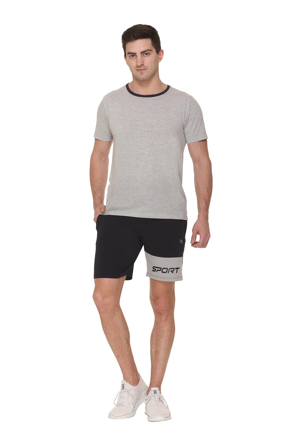 Leebonee Men's Sports Dri Fit Shorts with Four Way Lycra Light Grey 6