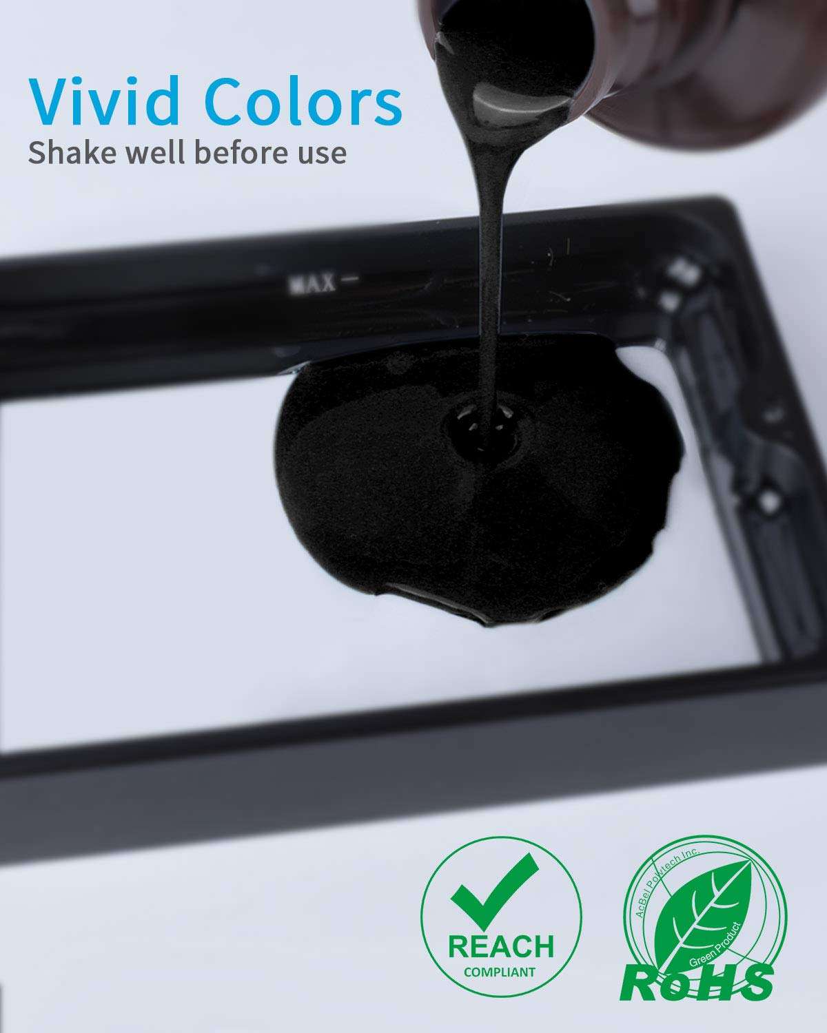 ELEGOO 3D Rapid Resin LCD UV-Curing Resin 405nm Standard Photopolymer Resin for LCD 3D Printing 1000Gram Black 3