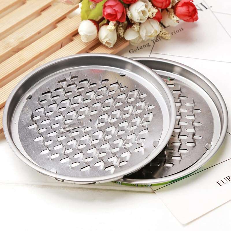 Iron Mosquito Coil Holder, Fireproof Incense Holder, Iron Case Holder with Lid,Mosquito Coil Box, Stainless Steel Mosquito Coil Pan, Mosquito Coil Rack with Cover, Ash Tray (Silver Without Cover) 1