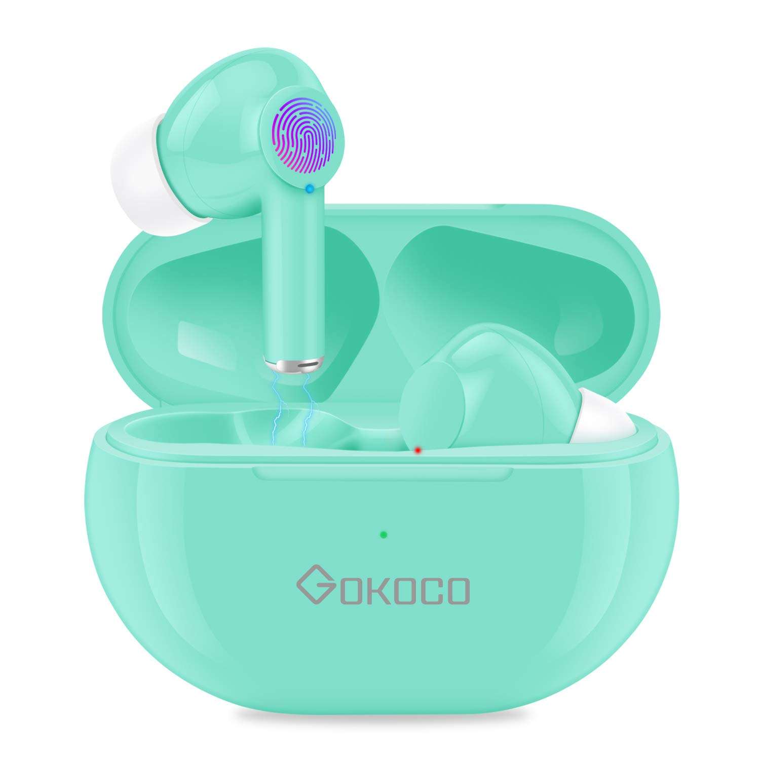 GOKOCO Bluetooth 5.1 Wireless Earbuds Enhanced Deep Bass Bluetooth Earphones with Smart Touch, Dual-Mic, Auto-Pair, Waterproof IPX 5 Sports Earbuds Compatible Noise Reduction with Hi-Fi Sound 1