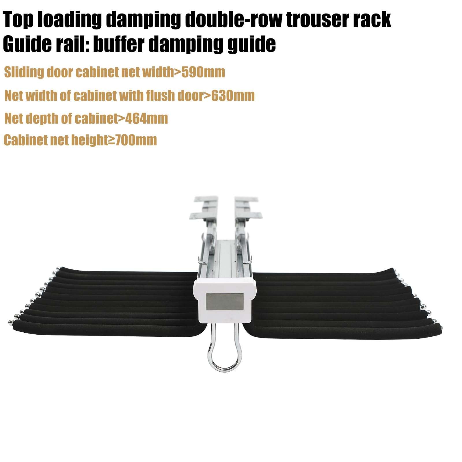 Pull Out Trousers Rack,22 Arms Steel Pull Out Pants Rack,Pants Hanger Bar Clothes Organizers for Closet for Space Saving and Storage Maximum Load 33lbs 23.2 * 18.1 * 3.7inch,Black. 3