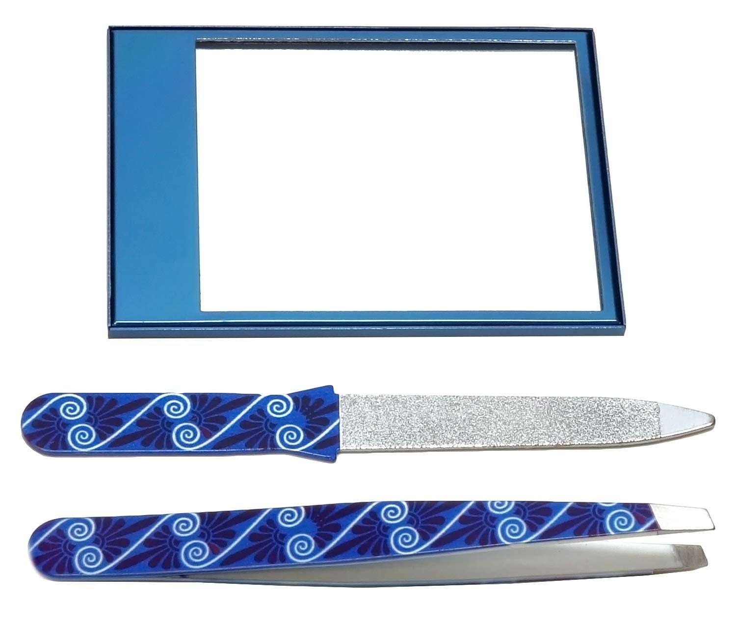 Vanity Care Beautymate Nail File, Tweezers & Mirror Set 3