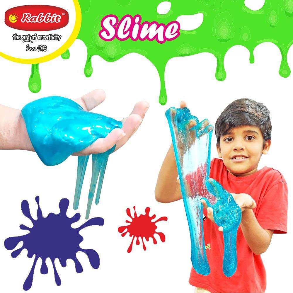 Rabbit Sparkle Metallic Slime 100g + Crystal Slime 100g + Neon Mud Slime 100g Combo of 4 for Kids|Slime for Kids|Slime|Child Safe Slime Set|Play Slime for Kids Boys Girls|Slime|Age 3+ 5
