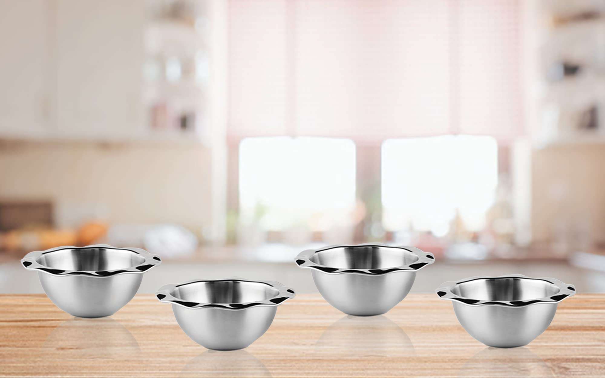 Shapes Set of 4 Pcs Stainless Steel Dessert Bowl Set (Set of 4 ) 5