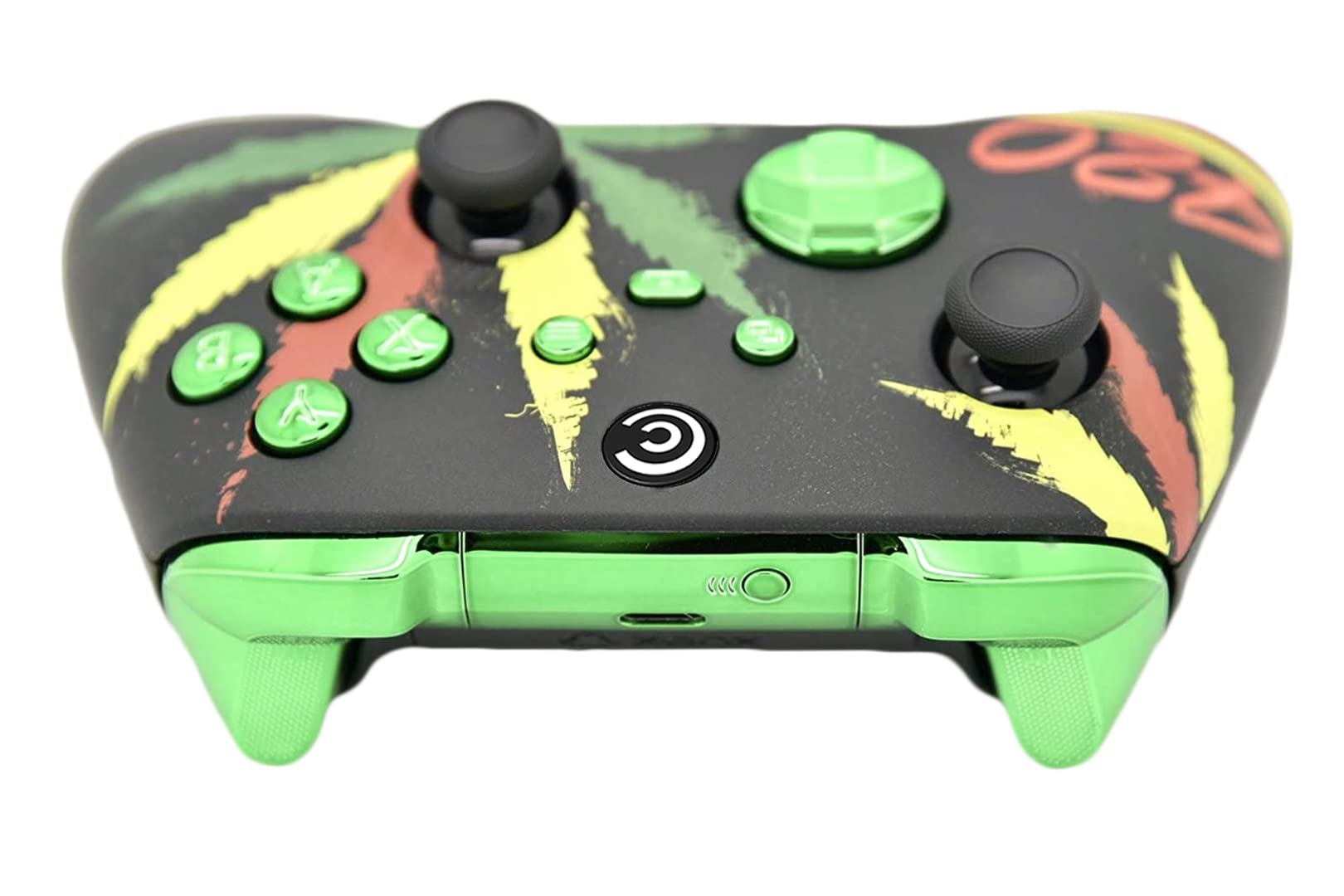 Custom Controllerzz Designer Series Custom Wireless Controller for Xbox Series X/S, Xbox One, & PC - Multiple Designs Available (Weeds & Green Chrome Inserts) 3