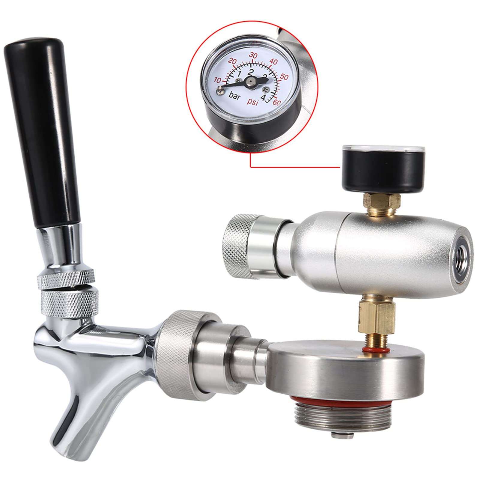 Stainless Steel Beer Spear Tap Dispenser Kit for 2L/3.6L/4L Mini Keg Growler with Premium Sealing, Quick Connection 6