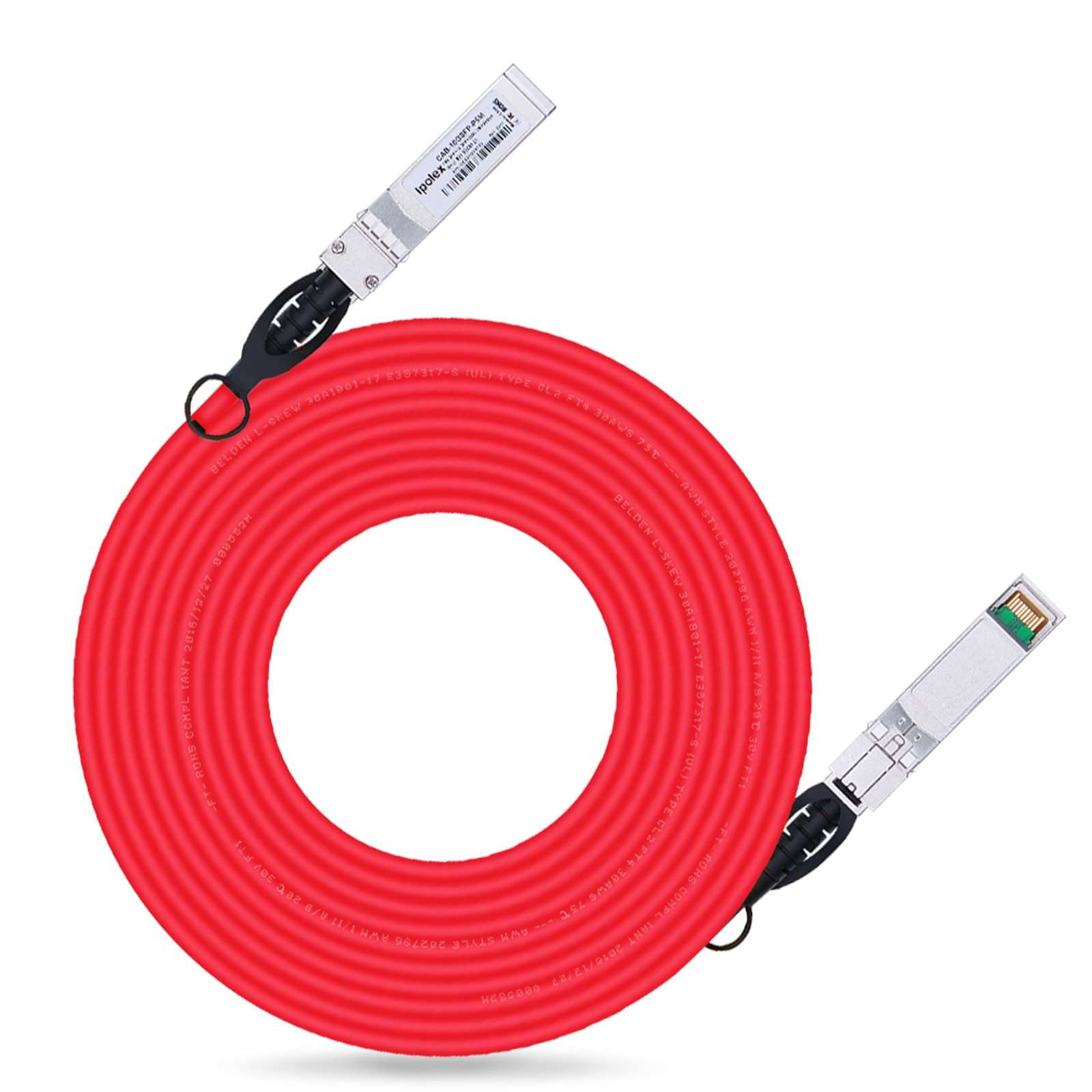 ipolex Colored 10G SFP+ Twinax Cable, Direct Attach Copper(DAC) Passive Cable, 5m (16.40ft) in Red, for Cisco SFP-H10GB-CU5M, Meraki, Ubiquit, Mikrotik, Intel, Fortinet, Netgear and More 1