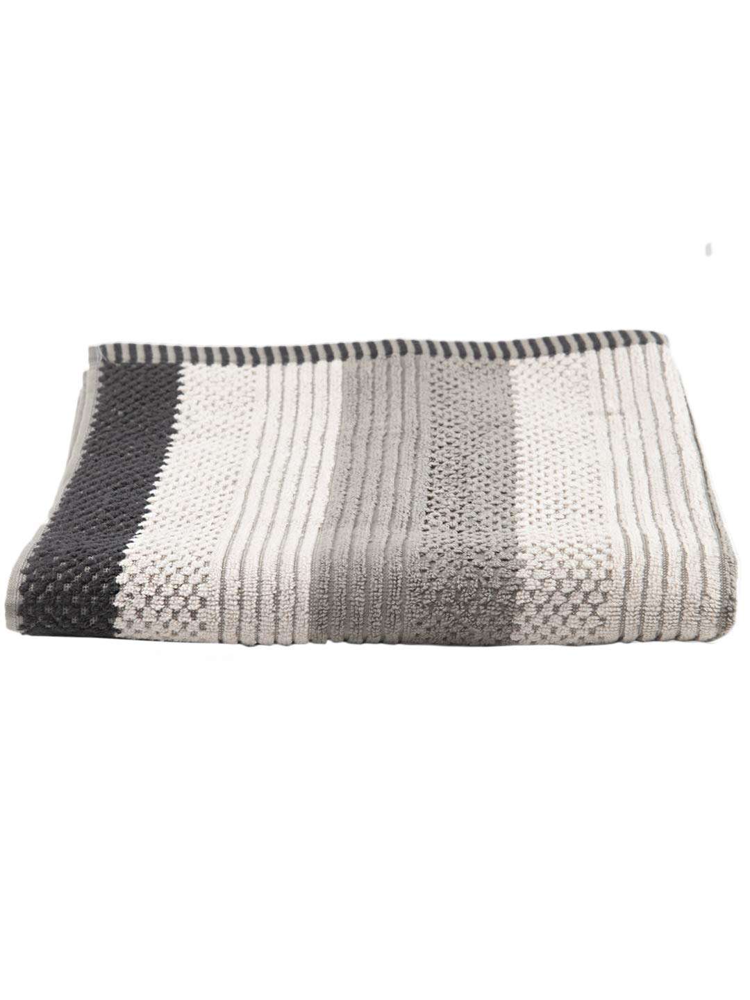 Turkish Bath Cotton Premium Stripe 500 GSM Solid Bath Towel (Grey) 3