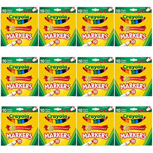 Crayola Broad Line Markers Bulk, 12 Marker Packs with 10 Colors 1