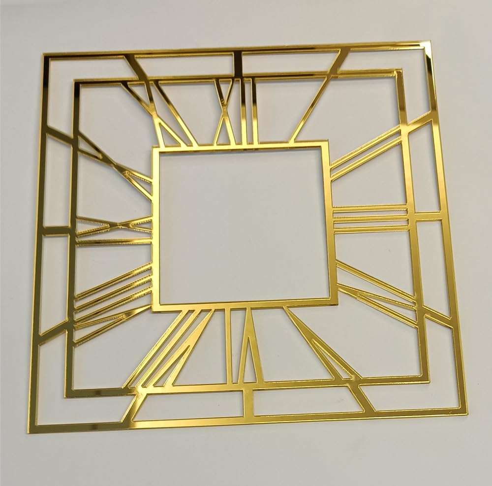 Yuxuanish Set of 2 Square Modern Mirror Clock Faces,Gold, Silver,Rose Gold Acrylic Mirror Panel for Clock Making and Resin Art Projects (Gold Mirror3MM, 30CM) 3