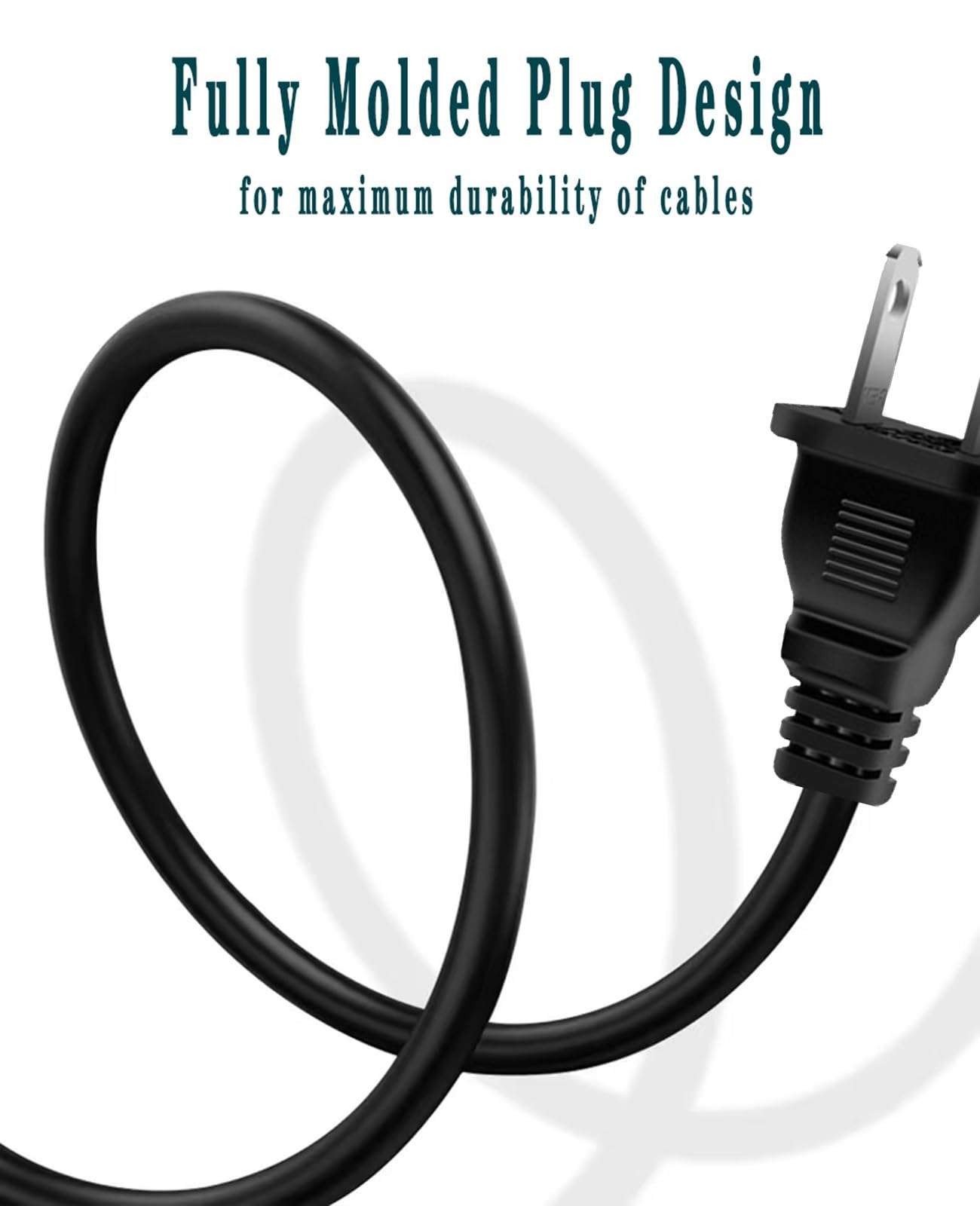 2Prong AC Power Cord Cable Compatible with JBL PartyBox 100 110 200 300 310 710 1000 On-The-Go Speaker JBL Soundbar Power Cable 5