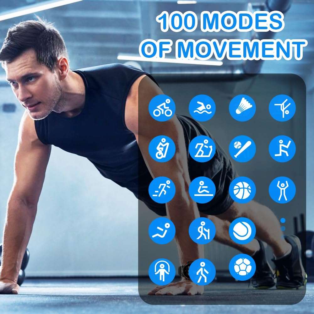 Men Military Intelligent Watch 1.46 inch HD LED Flashlight Compass Fitness Tracker Smart Watch, with answering/Calling Function Sports Watch, Heart Rate SPO2 Compatible with iPhone and Android Phones 5