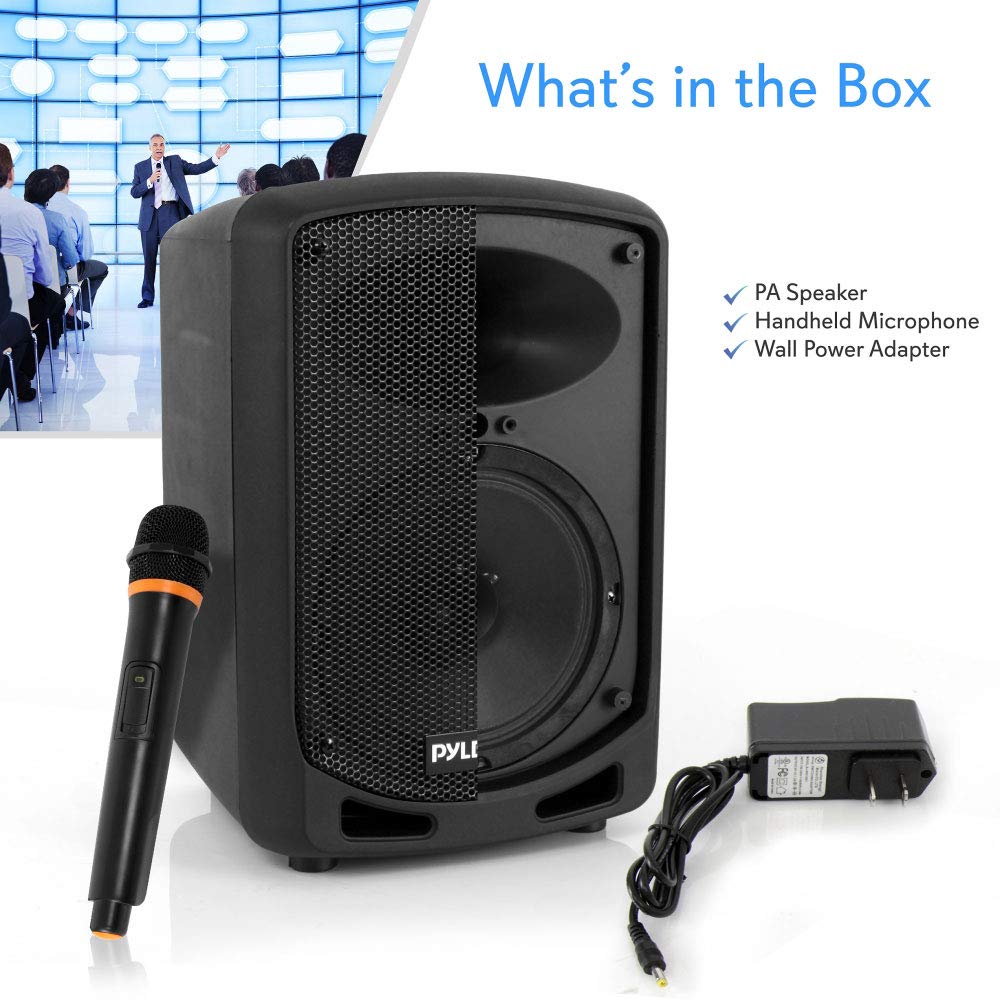 Pyle Portable Bluetooth PA Speaker System - Indoor Outdoor Karaoke Sound System w/Wireless Mic, Audio Recording, Rechargeable Battery, USB/SD Reader, Stand Mount, for Party, Crowd Control - Pyle 2