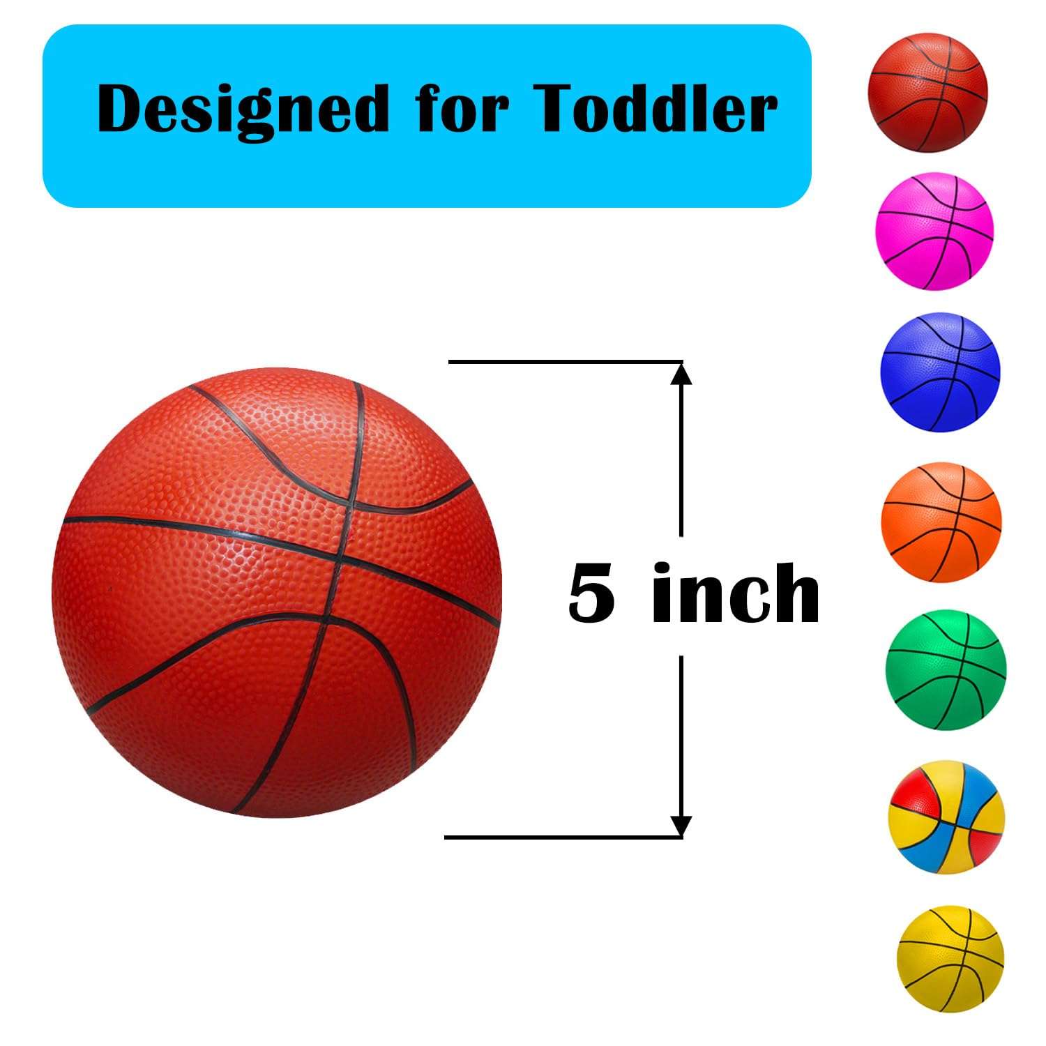 ABAJI Mini Basketballs 4 Pack 5" Balls Rubber Material for Mini Hoop Toddlers Kids Teenagers Pool Indoors Outdoors Toy 3