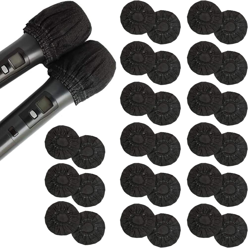 Disposable Microphone Cover Non-Woven Fabrics Mic Covers, Suitable for Recording Studio, KTV, Stage Performance and Other Shared Environments 30PCS (Black) 1