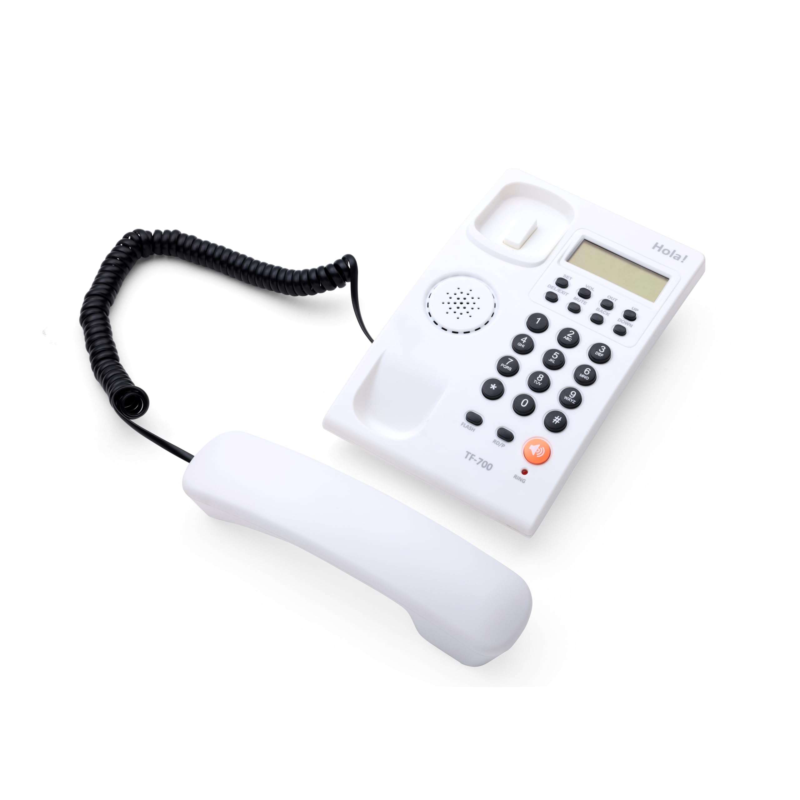 Hola! TF 700 (White) Caller Id Corded Landline Phone with 16 Digit LCD Display & Adjustable Contrast,2Ways Speaker Phone,Alarm, DND, Solid Build Quality,Classic Design 6