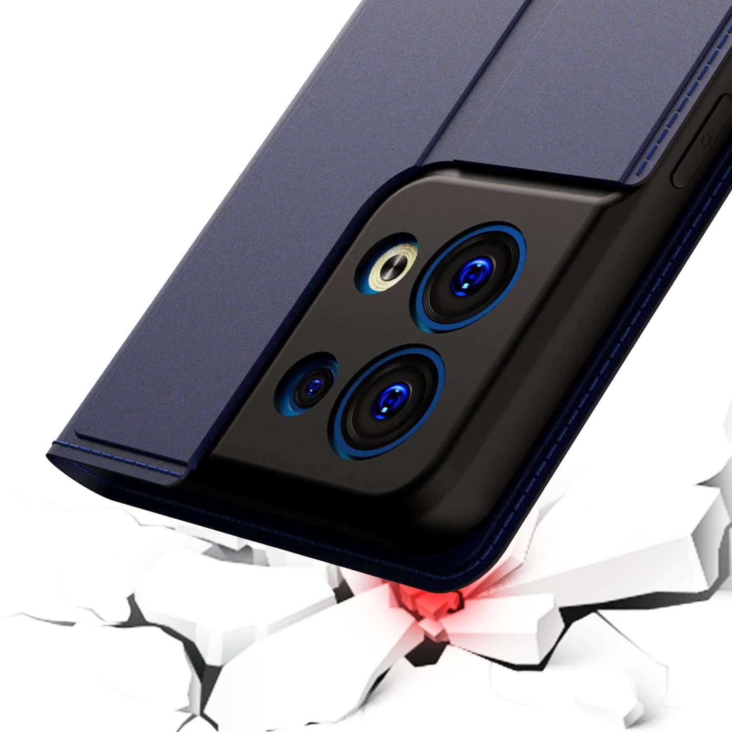 KAPA Noble Slim Magnetic Leather Flip Case Cover for Oppo Reno 8 (5G),Card Holder Stand Leather Flip Wallet Case (Blue) 5