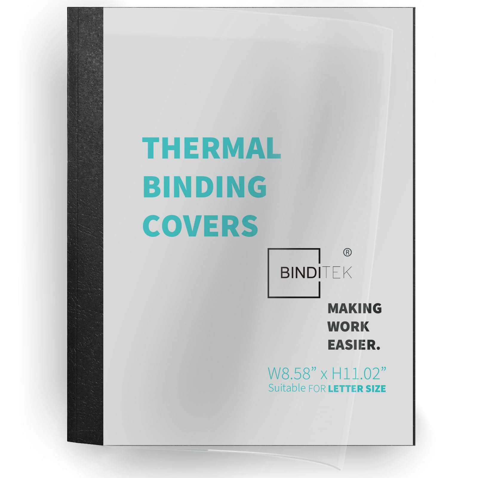 Binditek 20 Pack Thermal Binding Presentation Covers, 1/8 Inch Spine Holds 30 Sheets, Ultra Clear Front Cover, Black Paper Back Cover, Letter Size, for Students and Coworkers 2