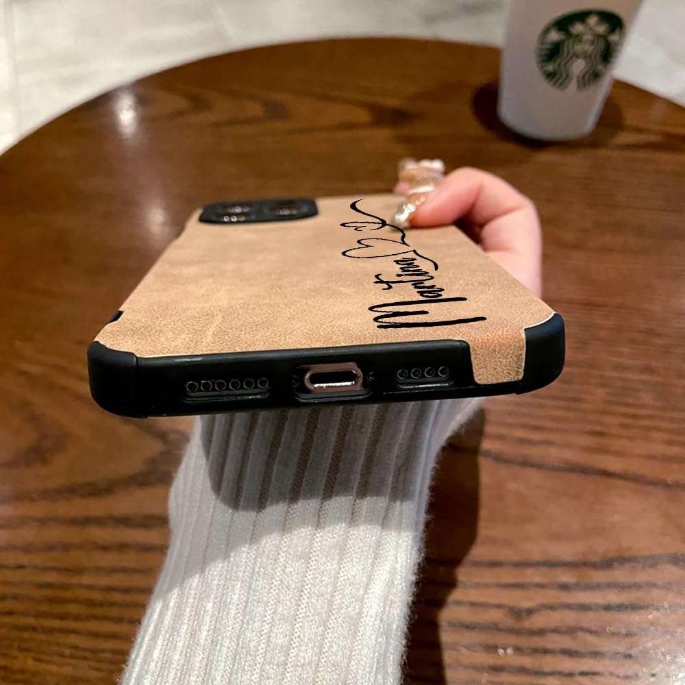 Custom Name Phone Case for iPhone 14 Pro Max - Beautiful Line With Heart Phone Case - Custom Leather Phone Case - Custom Name Case For iPhone 14,13,12,11 Pro Max,X,XS,XR,7,8 Plus - Shockproof Case. 6