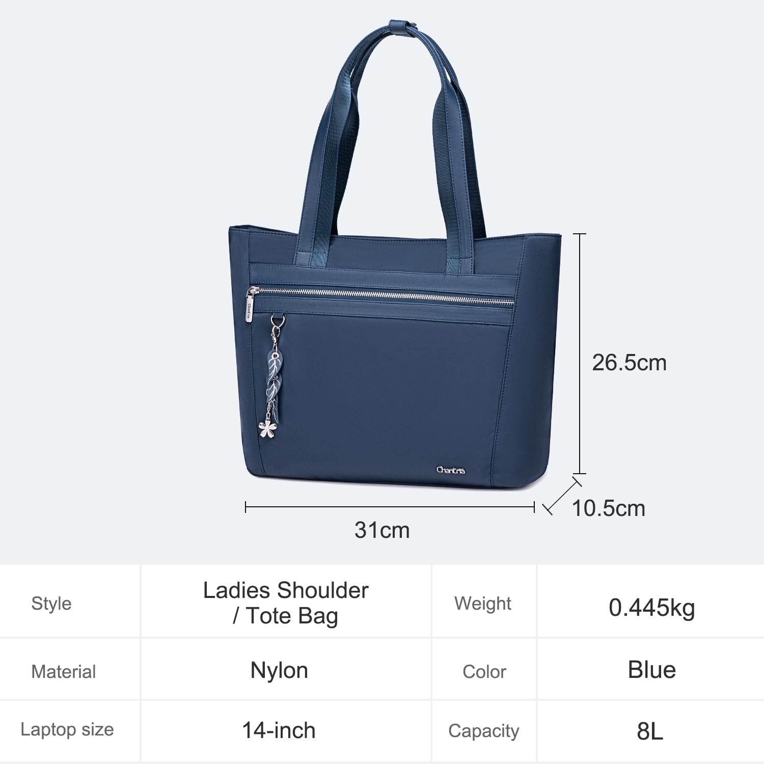 CHANTRIA Tote Bag for Women 8L Stylish Hand Bag for Ladies 14-inch Laptop Multiple Pocket Water-resistant Nylon Womens Shoudler Bag for Office College Casual 4