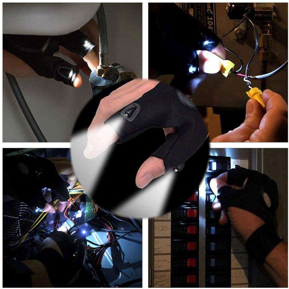 TINYOUTH LED Flashlights Gloves, Fingerless Night Lighting Gloves Tool Cool Gadgets Gifts for Men/Women, Perfect for Working in Darkness Places, Camping/Fishing Repair/Hiking and Outdoor Activities 6