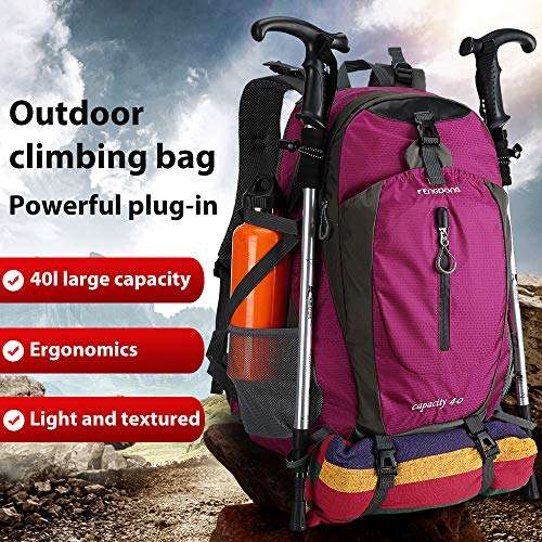 FENGDONG 40L Waterproof Lightweight Outdoor Daypack Hiking,Camping,Travel Backpack for Women Men Pink 5