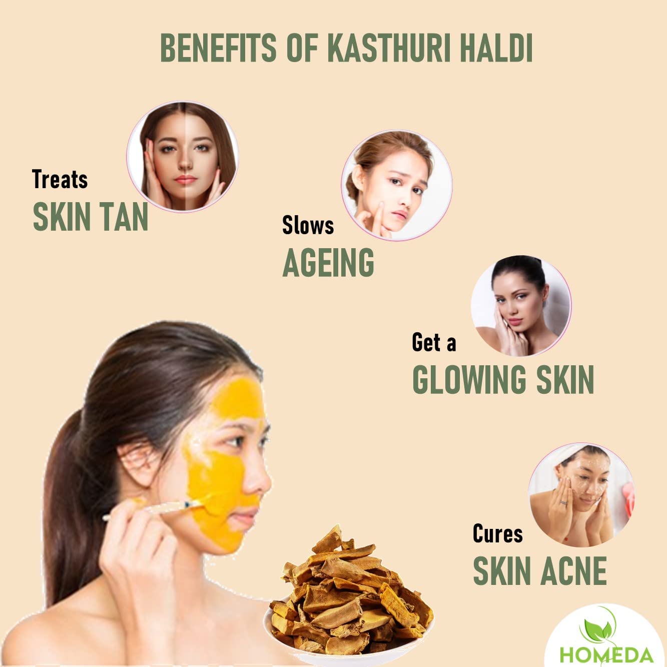 Homeda Kasturi Haldi Powder for Face Beauty (1.8 Kg / 1800 grams), Wild Turmeric Powder for Skin Whitening, Kasturi Manjal, Amba Haldi, Kasthuri Turmeric, Kachora, Pasupu 3