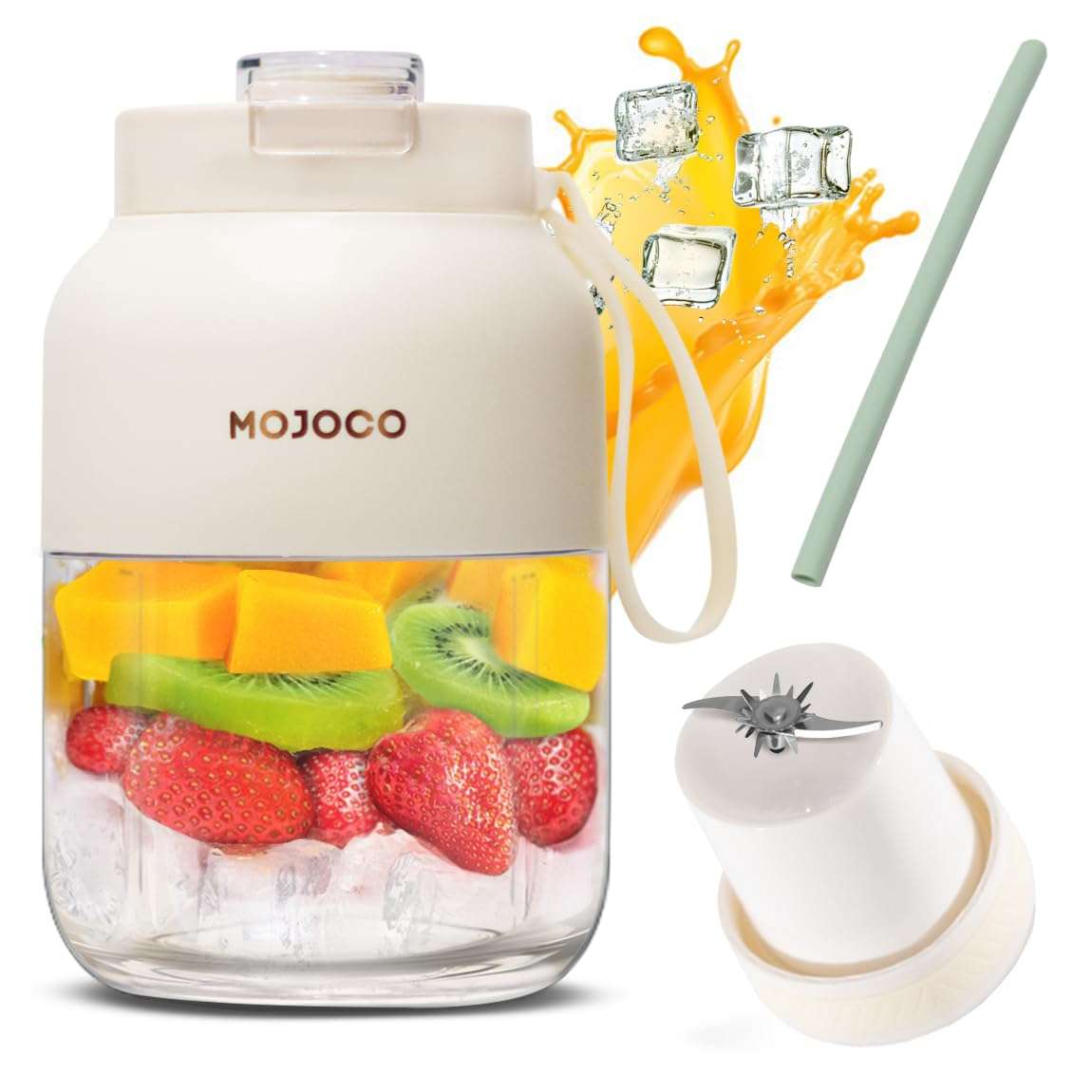 Mojoco Portable Smoothie Blender - 24oz Personal Blender for Shakes and Smoothies - Cordless Juice Blender with Stainless Steel Blade - Food Grade Rechargeable Travel Blender for Kitchen, Office, Gym 1