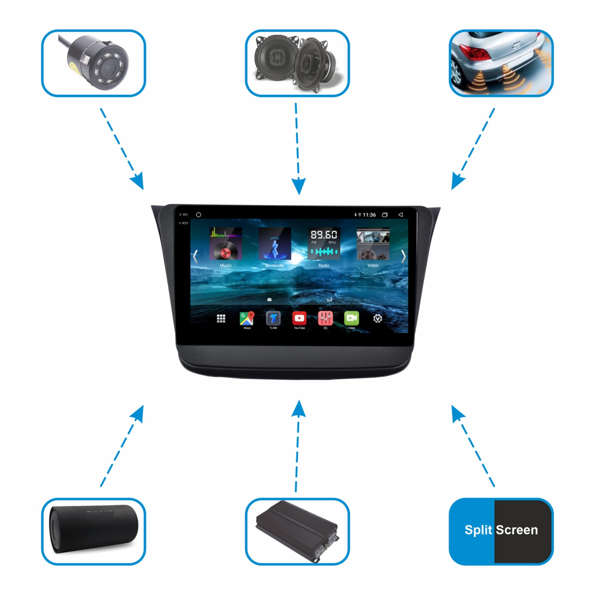 Mega Audio 9 Inches Newly Launch Advanced Android 10 System for Maruti Suzuki Wagon R with 2GB/32GB RAM & ROM with Wireless Apple Carplay and Android Auto 5