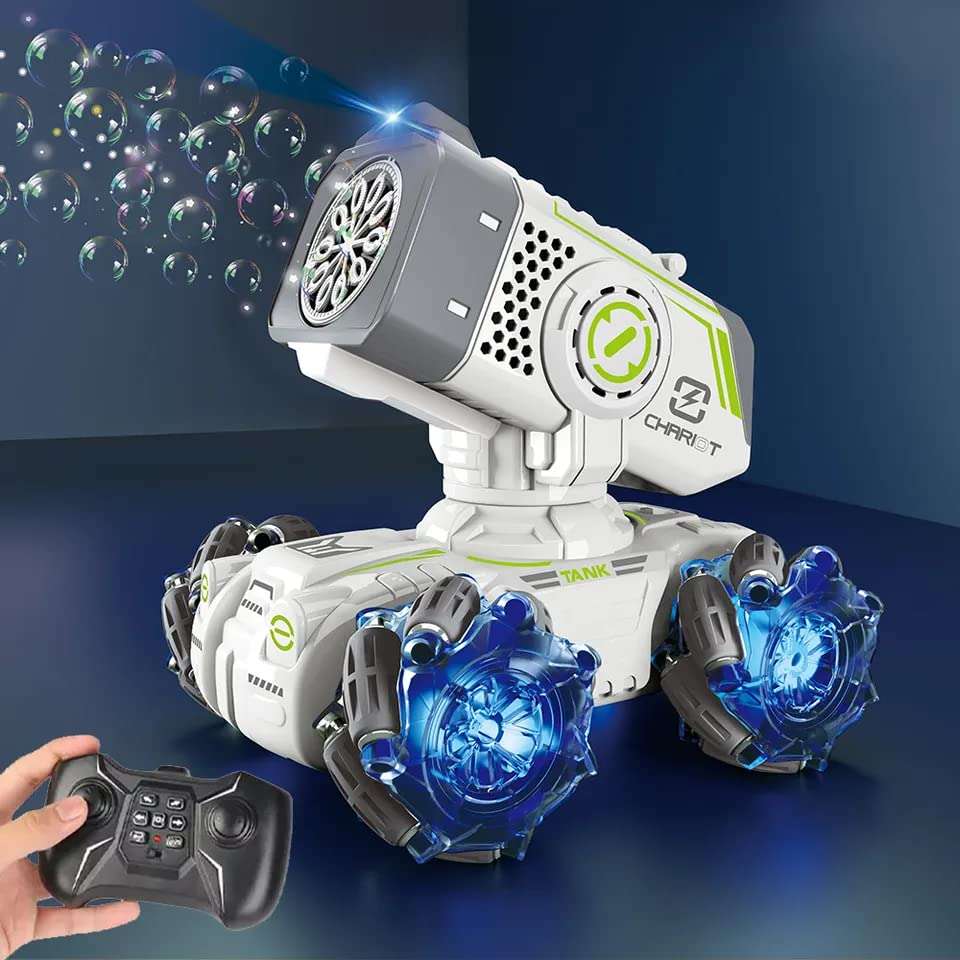 Blaze Cloud Rc Tank Car 4wd for Boys Stem Cool Toys 5 6 7 8 9 10 11 12 Year Olds 2 in 1 Gravity Watch Radio Control RC Car 12-Hole Bubble Rechargeable Stunt Car Remote Control Rc Tank 6