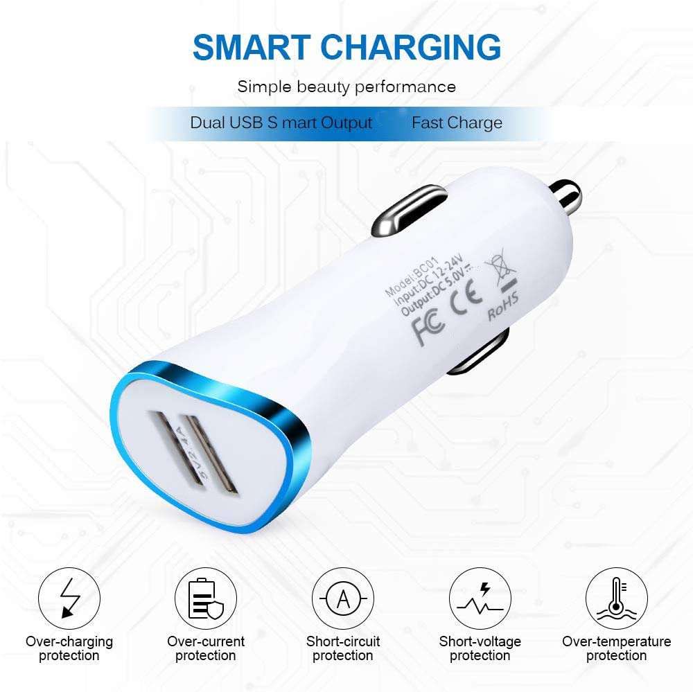 Siwi Car Charger for Realme X50 / X 50, Realme X50 Lite / X 50 Lite, Realme X50 Pro / X 50 Pro, Realme XT 730G / 730 G, Samsung Galaxy A11 / A 11 Car Charger Adapter | High Speed Rapid Fast Dual USB Port Car Mobile Charger With 1 Meter Type-C USB Fast Charging Cable (3.1 Amp, TN5-4, Multi) 5