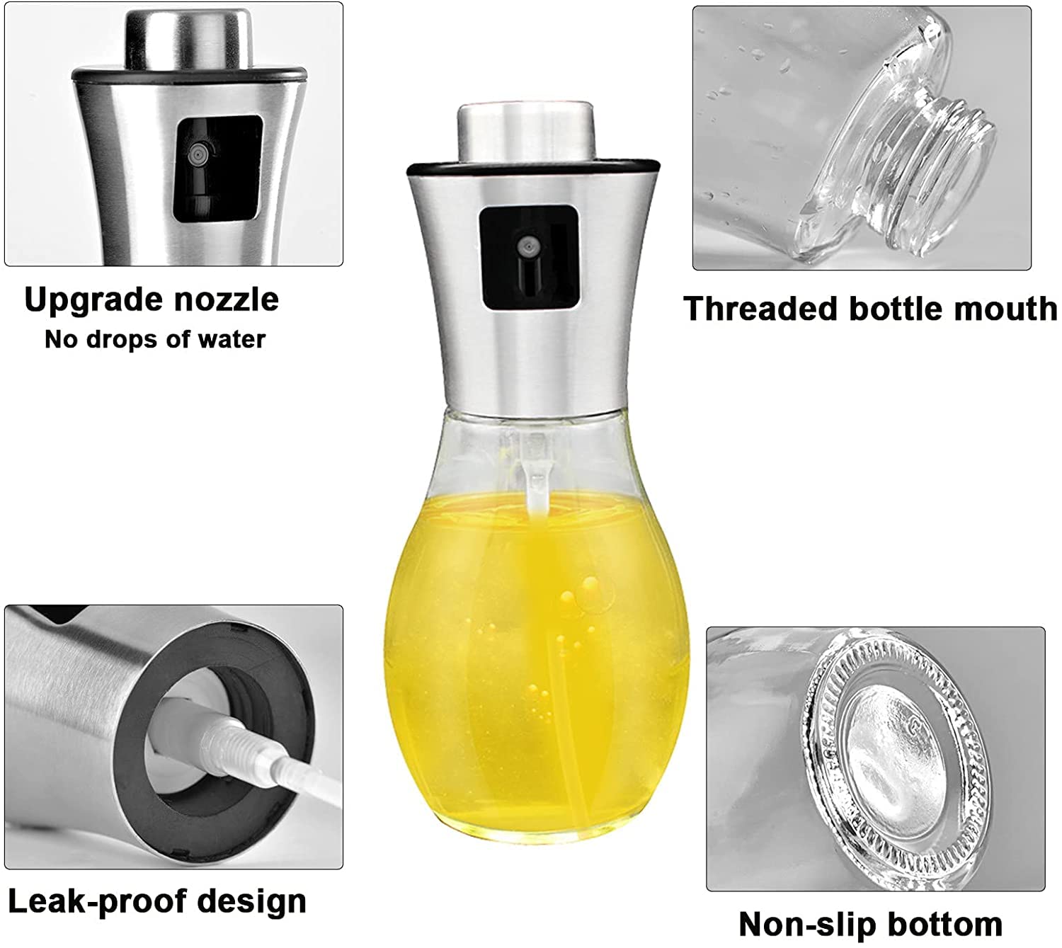 MANVI Oil Sprayer for Cooking, 200ml Olive Oil Sprayer Mister, Portable Oil Spray Bottle with Brush Funnel for Baking, BBQ, Salad, Air Fryer, Roasting 3