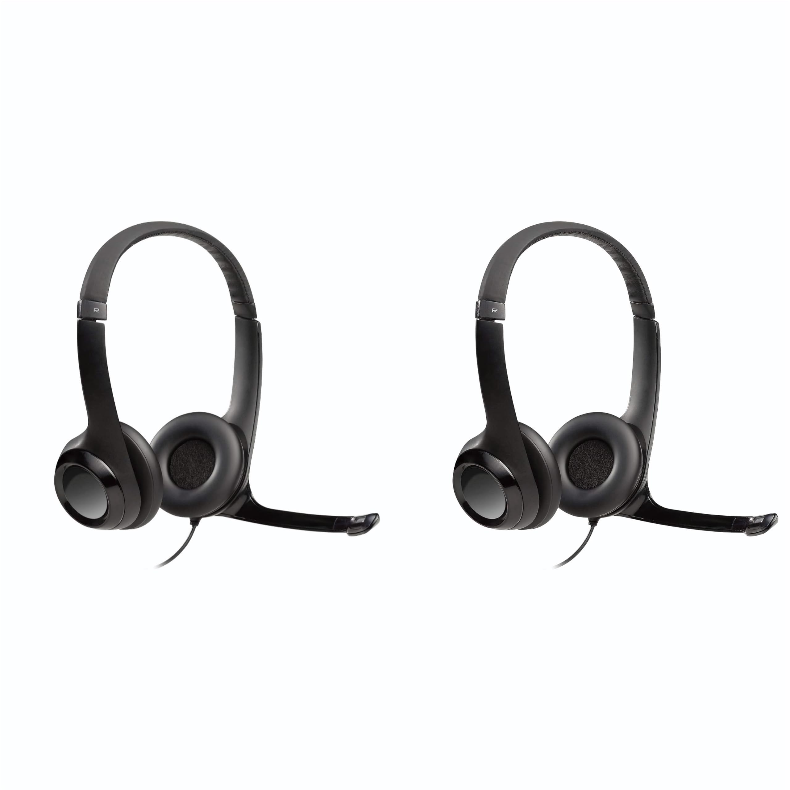 Logitech H390 Wired Headset With Mic for PC/Laptop, Stereo Headphones With Noise Cancelling Microphone, USB, in-Line Controls, Works With Chromebook, 2 Pack (Black) 1