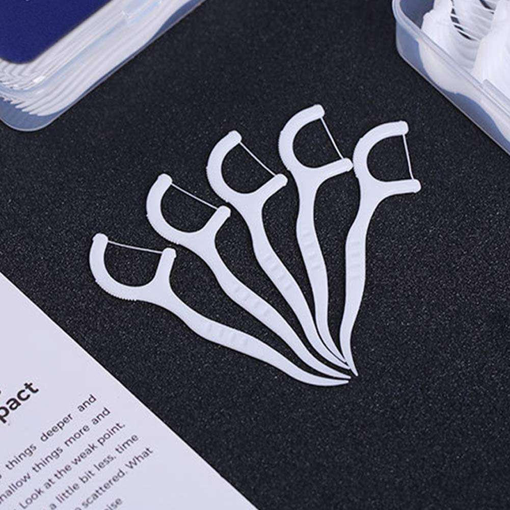 LeoN Home Unwaxed Dental Floss Picks 300 PCS w/Travel Carry Case, Plastic Deep Clean Flosser for Your Daily Oral Care, Unflavored Durable Flossing with Toothpick (50 Count/Box, Pack of 6) 4